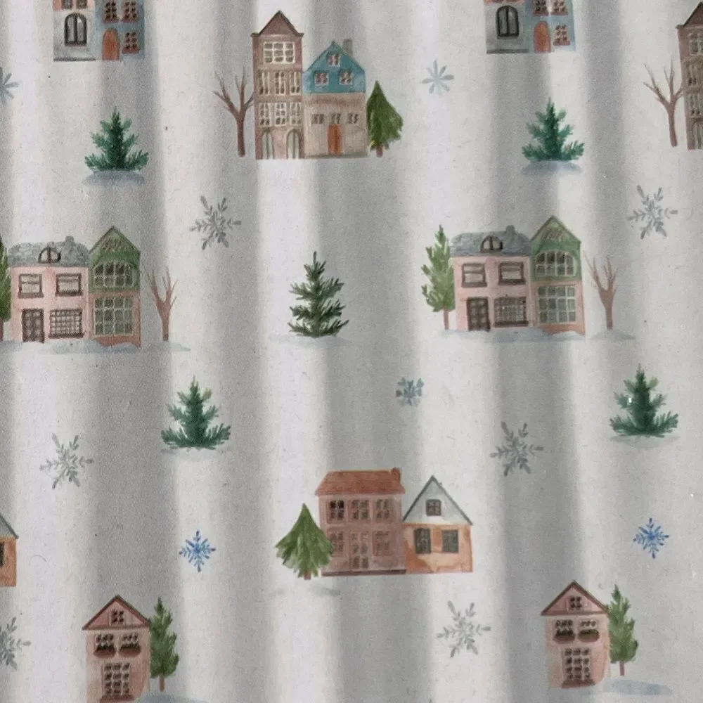 Avanti “Winter Scene” Holiday Town Shower Curtain NWT